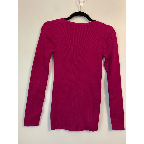 DKNY Jeans, Size Medium, Berry Purple Rib Knit Sweater, Super Soft Bump Friendly - Picture 7 of 8